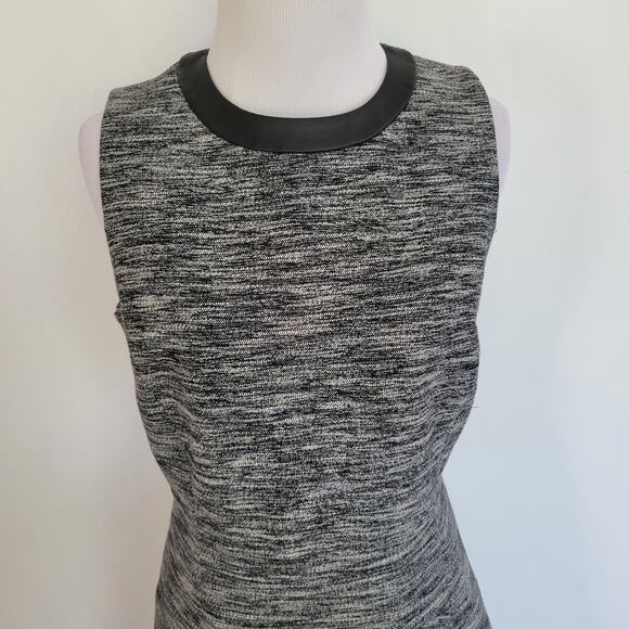 Madewell The Anywhere Dress Tweed Black Fit Flare Faux Leather Women 6 - Picture 5 of 13